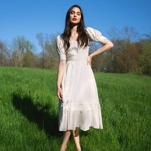 reformation betsie white puff sleeve midi dress